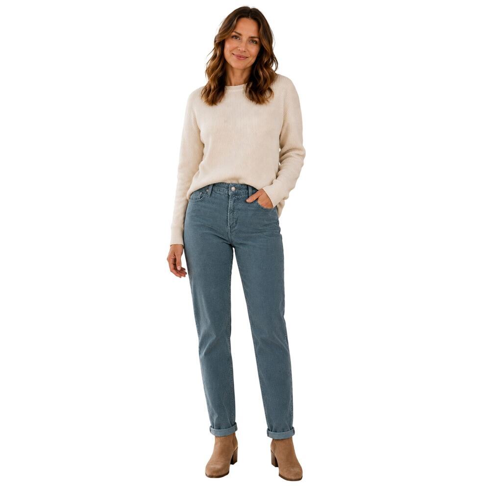 Mom straight jeans sz 10 green corduroy relaxed ankle jeans american eagle EUC